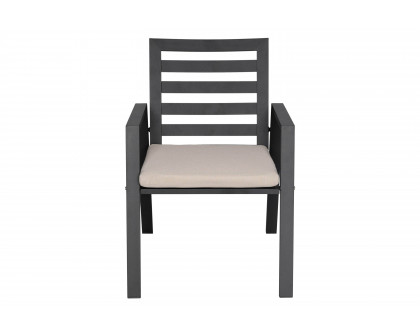 LeisureMod Chelsea Modern Patio Dining Armchair in Aluminum with Removable Cushions - Beige