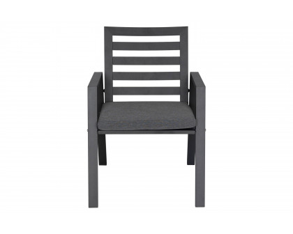 LeisureMod Chelsea Modern Patio Dining Armchair in Aluminum with Removable Cushions - Black