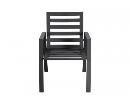 LeisureMod Chelsea Modern Patio Dining Armchair in Aluminum with Removable Cushions - Black