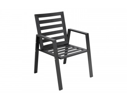 LeisureMod Chelsea Modern Patio Dining Armchair in Aluminum with Removable Cushions - Black