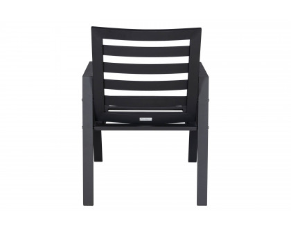 LeisureMod Chelsea Modern Patio Dining Armchair in Aluminum with Removable Cushions - Black