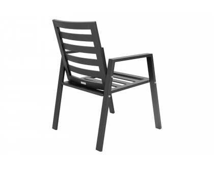 LeisureMod Chelsea Modern Patio Dining Armchair in Aluminum with Removable Cushions - Black