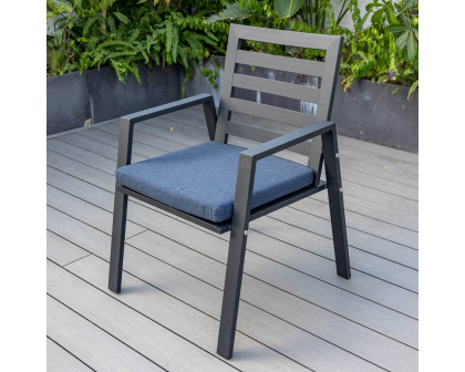 LeisureMod Chelsea Modern Patio Dining Armchair in Aluminum with Removable Cushions