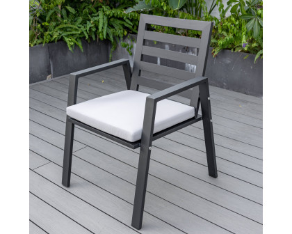 LeisureMod Chelsea Modern Patio Dining Armchair in Aluminum with Removable Cushions