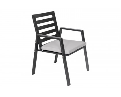 LeisureMod Chelsea Modern Patio Dining Armchair in Aluminum with Removable Cushions - Light Gray