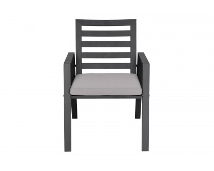 LeisureMod Chelsea Modern Patio Dining Armchair in Aluminum with Removable Cushions - Light Gray