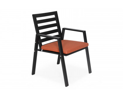 LeisureMod Chelsea Modern Patio Dining Armchair in Aluminum with Removable Cushions - Orange