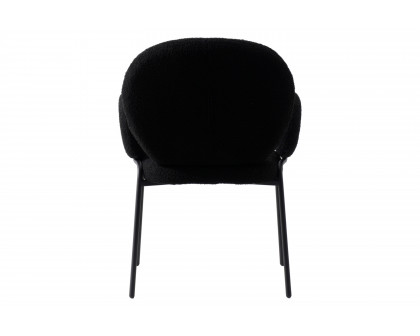 LeisureMod Celestial Modern Boucle Dining Chair with Black Powder-Coated Iron Frame - Black