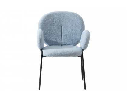 LeisureMod Celestial Modern Boucle Dining Chair with Black Powder-Coated Iron Frame - Blue