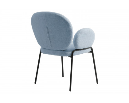 LeisureMod Celestial Modern Boucle Dining Chair with Black Powder-Coated Iron Frame - Blue