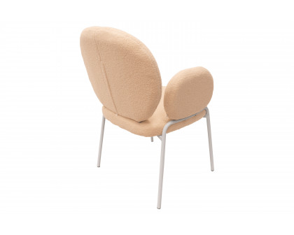 LeisureMod Celestial Boucle Dining Chair with White Powder-Coated Iron Frame - Beige