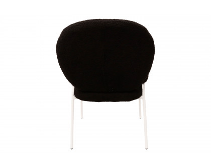 LeisureMod Celestial Boucle Dining Chair with White Powder-Coated Iron Frame - Black