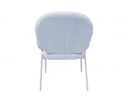 LeisureMod Celestial Boucle Dining Chair with White Powder-Coated Iron Frame - Blue