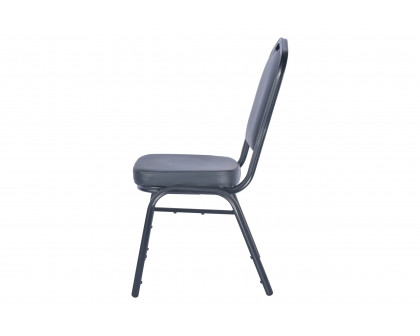 LeisureMod - Cove Mid-Century Modern Stackable Banquet Chair with Black Powder Coated Steel Frame in Black