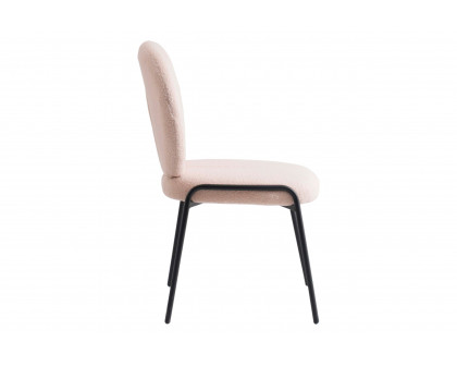 LeisureMod Celestial Mid-Century Modern Boucle Dining Side Chair with Black Powder Coated Iron Frame - Beige