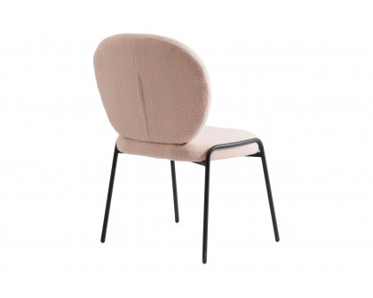 LeisureMod Celestial Mid-Century Modern Boucle Dining Side Chair with Black Powder Coated Iron Frame - Beige