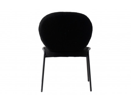 LeisureMod Celestial Mid-Century Modern Boucle Dining Side Chair with Black Powder Coated Iron Frame - Black