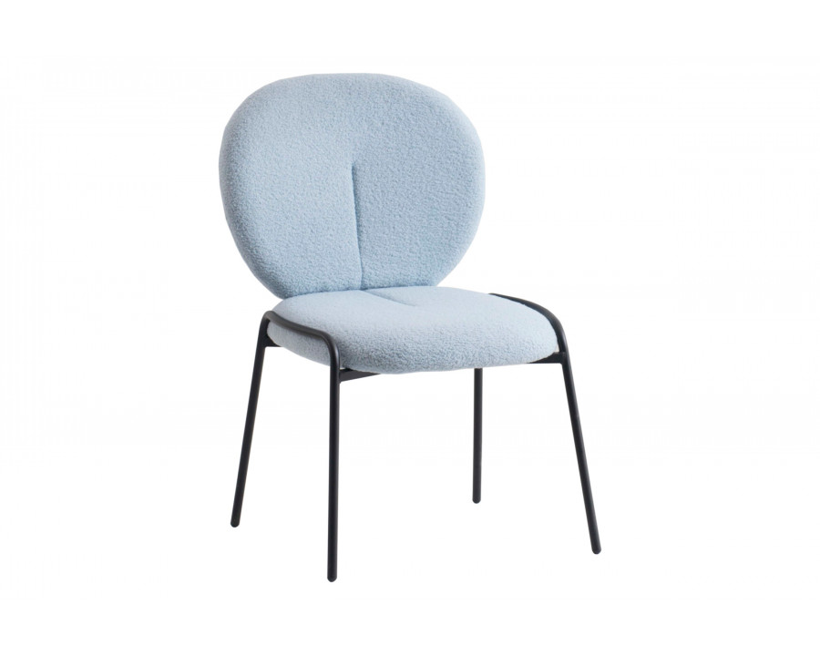 LeisureMod Celestial Mid-Century Modern Boucle Dining Side Chair with Black Powder Coated Iron Frame - Blue