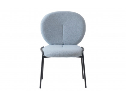 LeisureMod Celestial Mid-Century Modern Boucle Dining Side Chair with Black Powder Coated Iron Frame - Blue