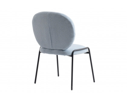 LeisureMod Celestial Mid-Century Modern Boucle Dining Side Chair with Black Powder Coated Iron Frame - Blue