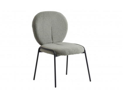 LeisureMod Celestial Mid-Century Modern Boucle Dining Side Chair with Black Powder Coated Iron Frame