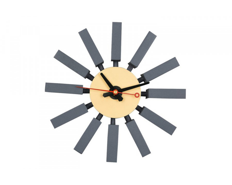 LeisureMod Vdara Modern Design Block Silent Non-Ticking Wall Clock - Dark Gray