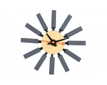 LeisureMod Vdara Modern Design Block Silent Non-Ticking Wall Clock - Dark Gray