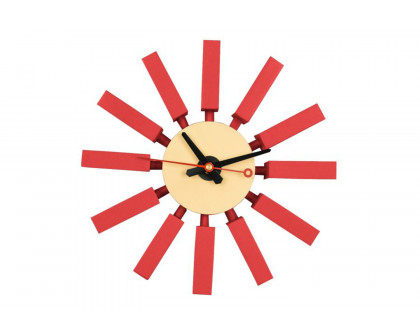 LeisureMod Vdara Modern Design Block Silent Non-Ticking Wall Clock