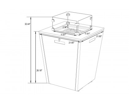 LeisureMod Chelsea Aluminum Patio Modern Propane Fire Pit Side Table - Gray