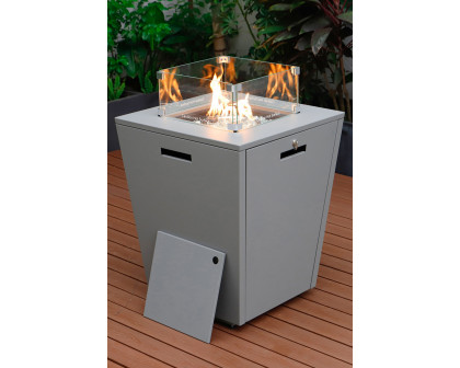 LeisureMod Chelsea Aluminum Patio Modern Propane Fire Pit Side Table