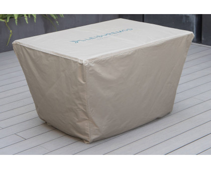 LeisureMod - Chelsea Waterproof Fabric Rectangle Fire Pit Table Cover in Taupe