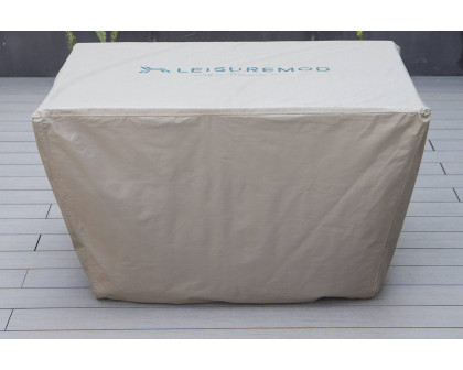 LeisureMod - Chelsea Waterproof Fabric Rectangle Fire Pit Table Cover in Taupe