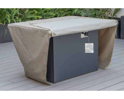 LeisureMod - Chelsea Waterproof Fabric Rectangle Fire Pit Table Cover in Taupe