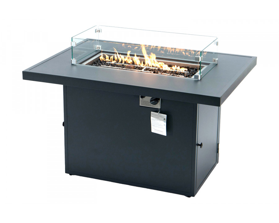 LeisureMod Chelsea Patio Modern Black Aluminum Propane Fire Pit Table