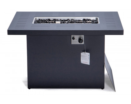 LeisureMod Chelsea Patio Modern Black Aluminum Propane Fire Pit Table