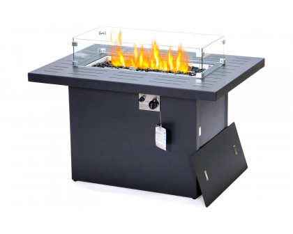 LeisureMod Chelsea Patio Modern Black Aluminum Propane Fire Pit Table - Black