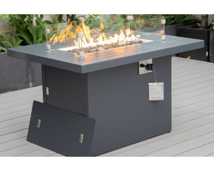 LeisureMod Chelsea Patio Modern Black Aluminum Propane Fire Pit Table - Black