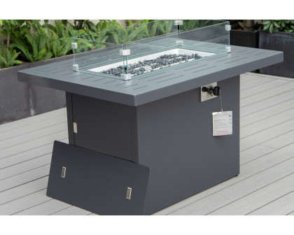 LeisureMod Chelsea Patio Modern Black Aluminum Propane Fire Pit Table - Black