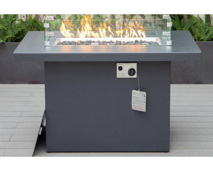 LeisureMod Chelsea Patio Modern Black Aluminum Propane Fire Pit Table - Black