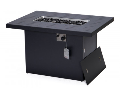 LeisureMod Chelsea Patio Modern Black Aluminum Propane Fire Pit Table - Black