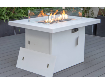 LeisureMod Chelsea Patio Modern Black Aluminum Propane Fire Pit Table