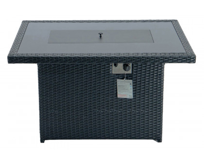 LeisureMod Mace Patio Modern Wicker Propane Fire Pit Table - Black