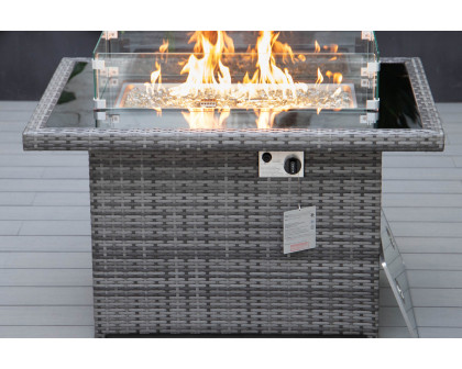 LeisureMod - Mace Patio Modern Wicker Propane Fire Pit Table