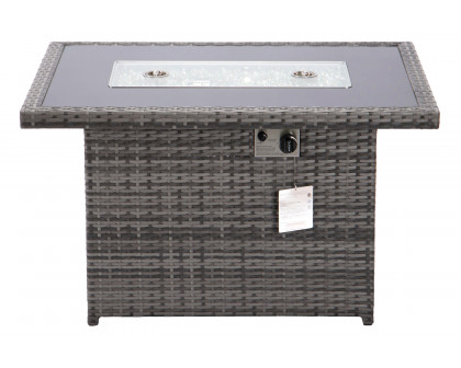 LeisureMod Mace Patio Modern Wicker Propane Fire Pit Table - Gray