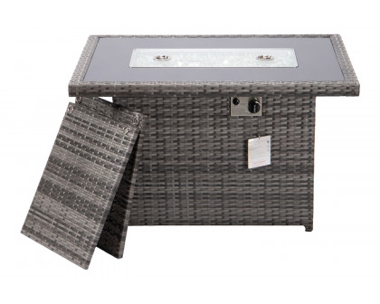 LeisureMod Mace Patio Modern Wicker Propane Fire Pit Table - Gray