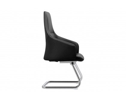 LeisureMod Celeste Modern Leather Conference Office Chair with Upholstered Seat and Armrest - Black