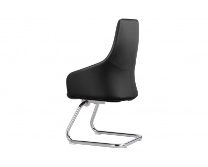 LeisureMod Celeste Modern Leather Conference Office Chair with Upholstered Seat and Armrest - Black