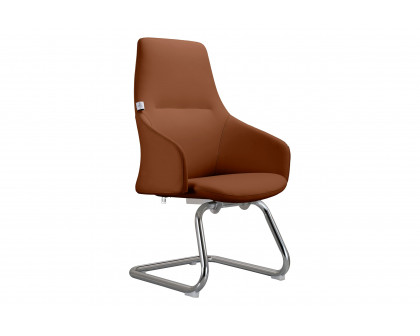 LeisureMod Celeste Modern Leather Conference Office Chair with Upholstered Seat and Armrest