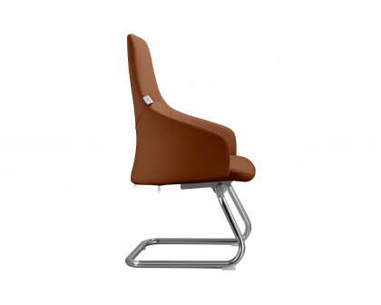 LeisureMod Celeste Modern Leather Conference Office Chair with Upholstered Seat and Armrest - Dark Brown