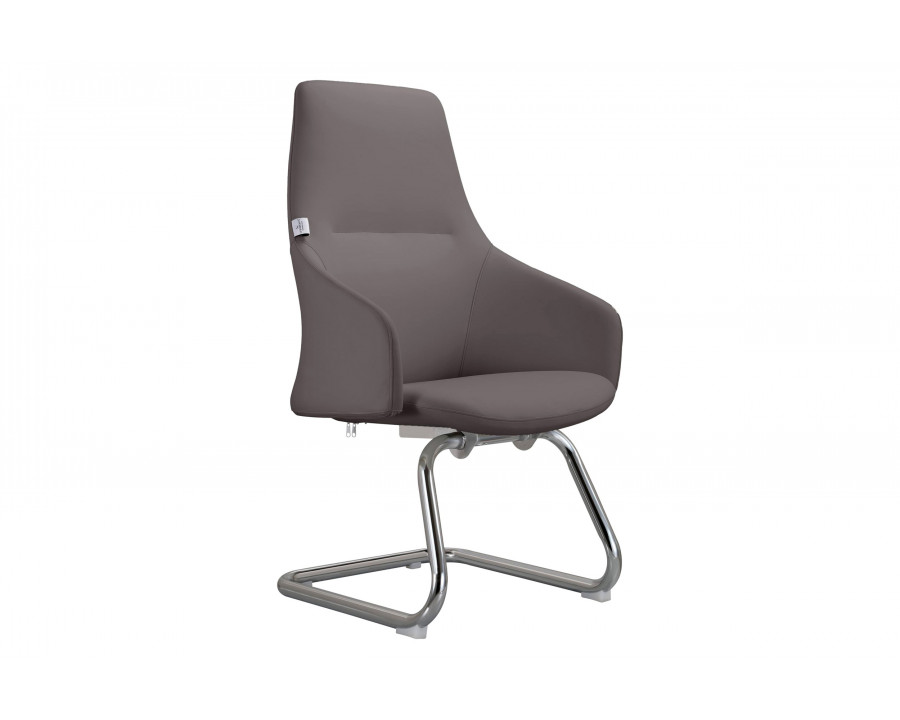 LeisureMod Celeste Modern Leather Conference Office Chair with Upholstered Seat and Armrest - Gray